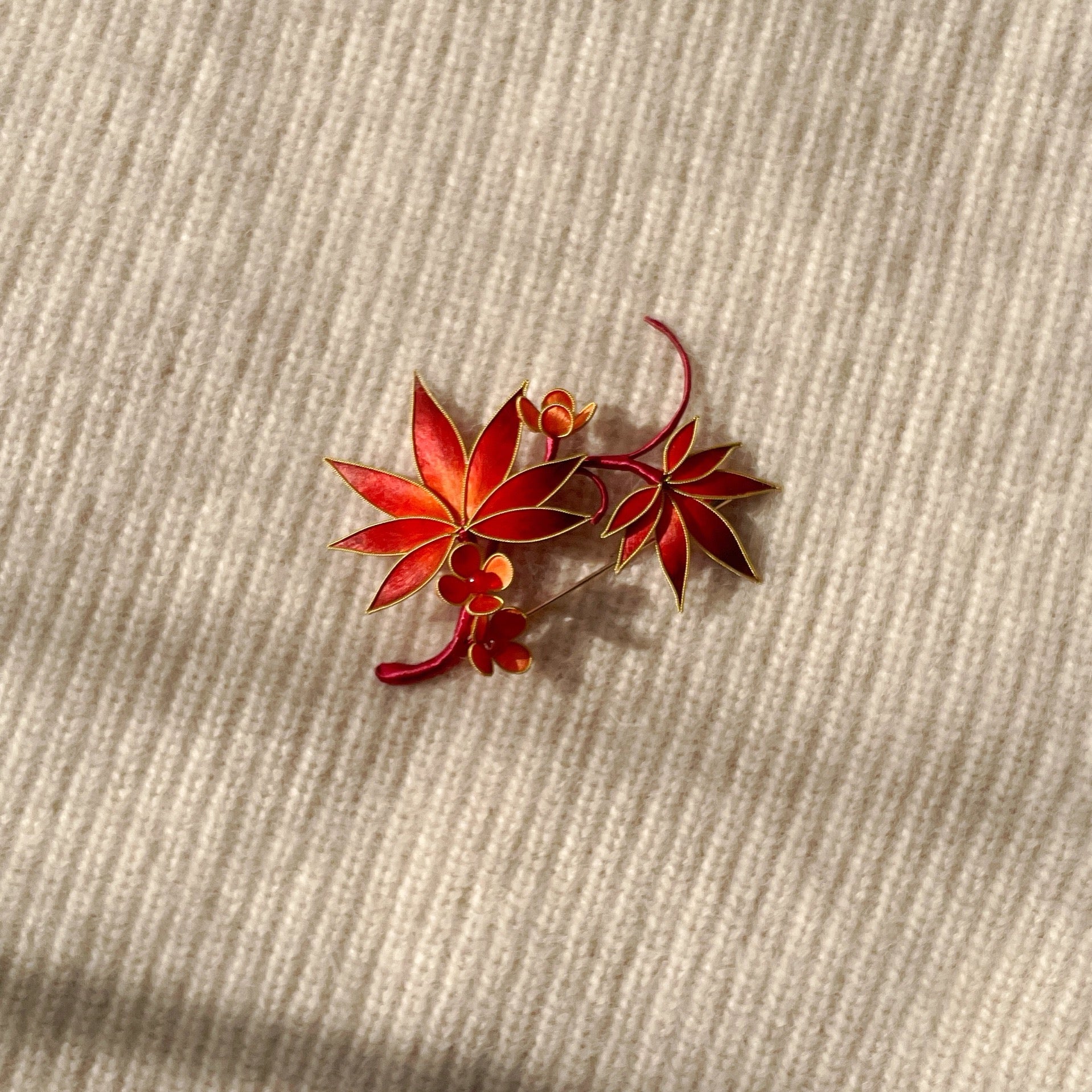 Intangible Cultural Heritage velvet flower brooch  maple leaf A1166