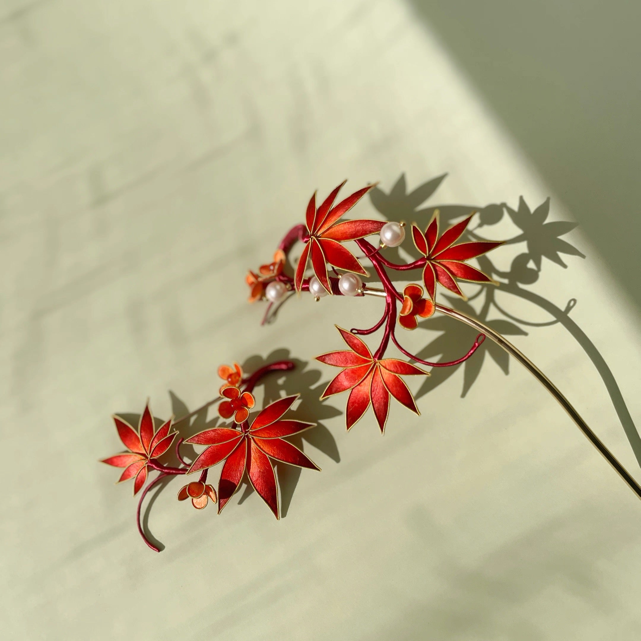 Intangible Cultural Heritage velvet flower brooch  maple leaf A1166