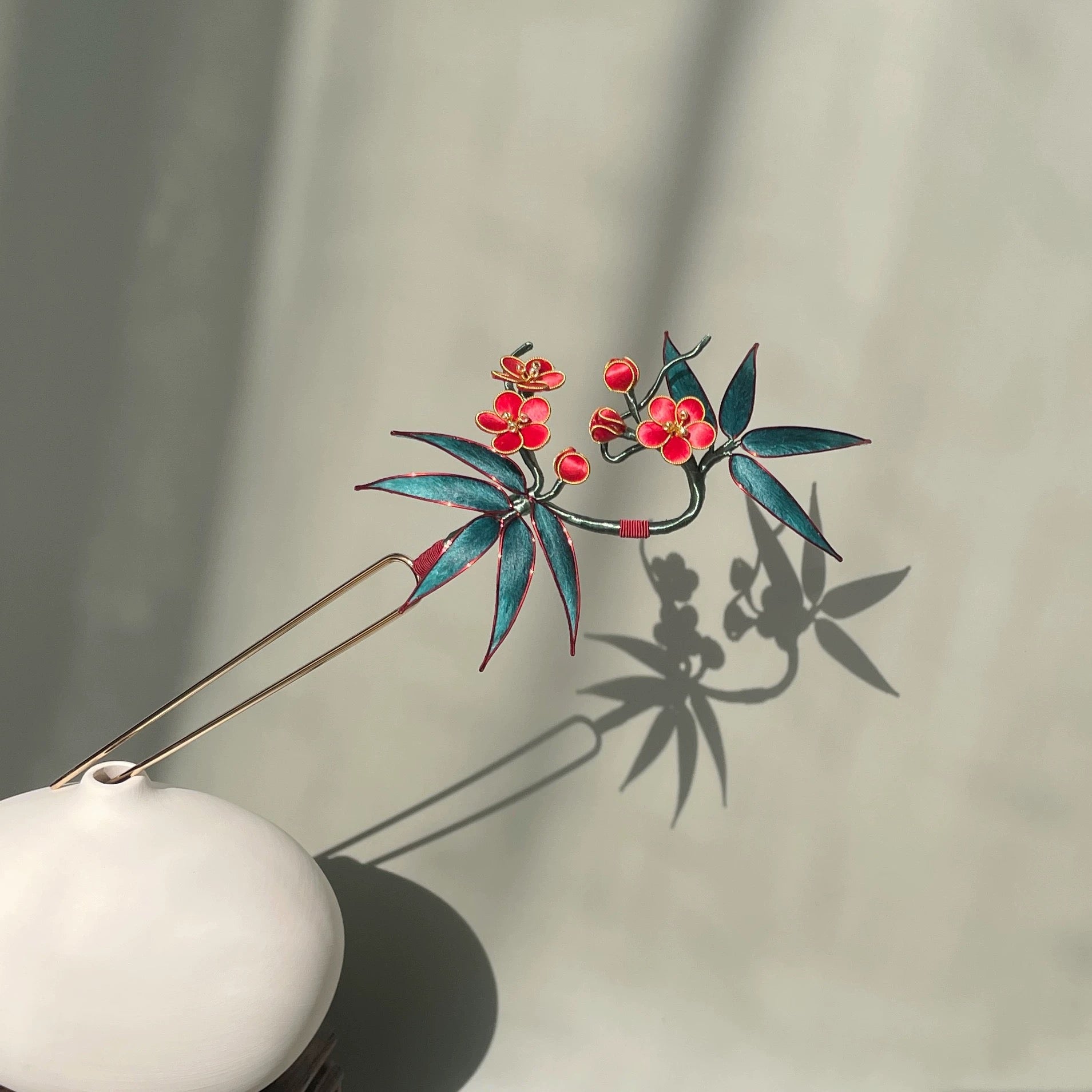 Intangible Cultural Heritage velvet flower hairpin headdress brooch plum bamboo A1165