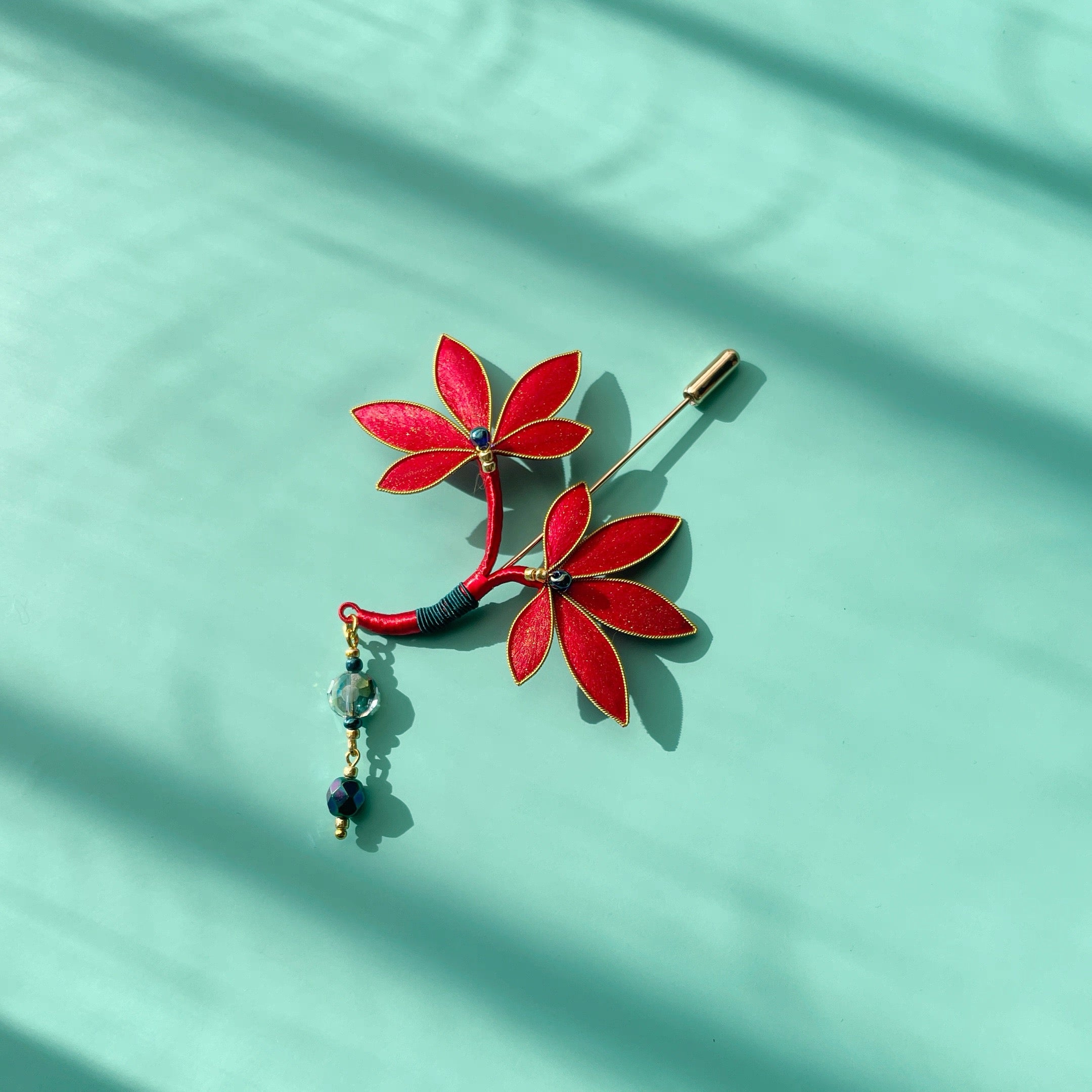 Intangible Cultural Heritage velvet flower brooch  maple leaf A1166