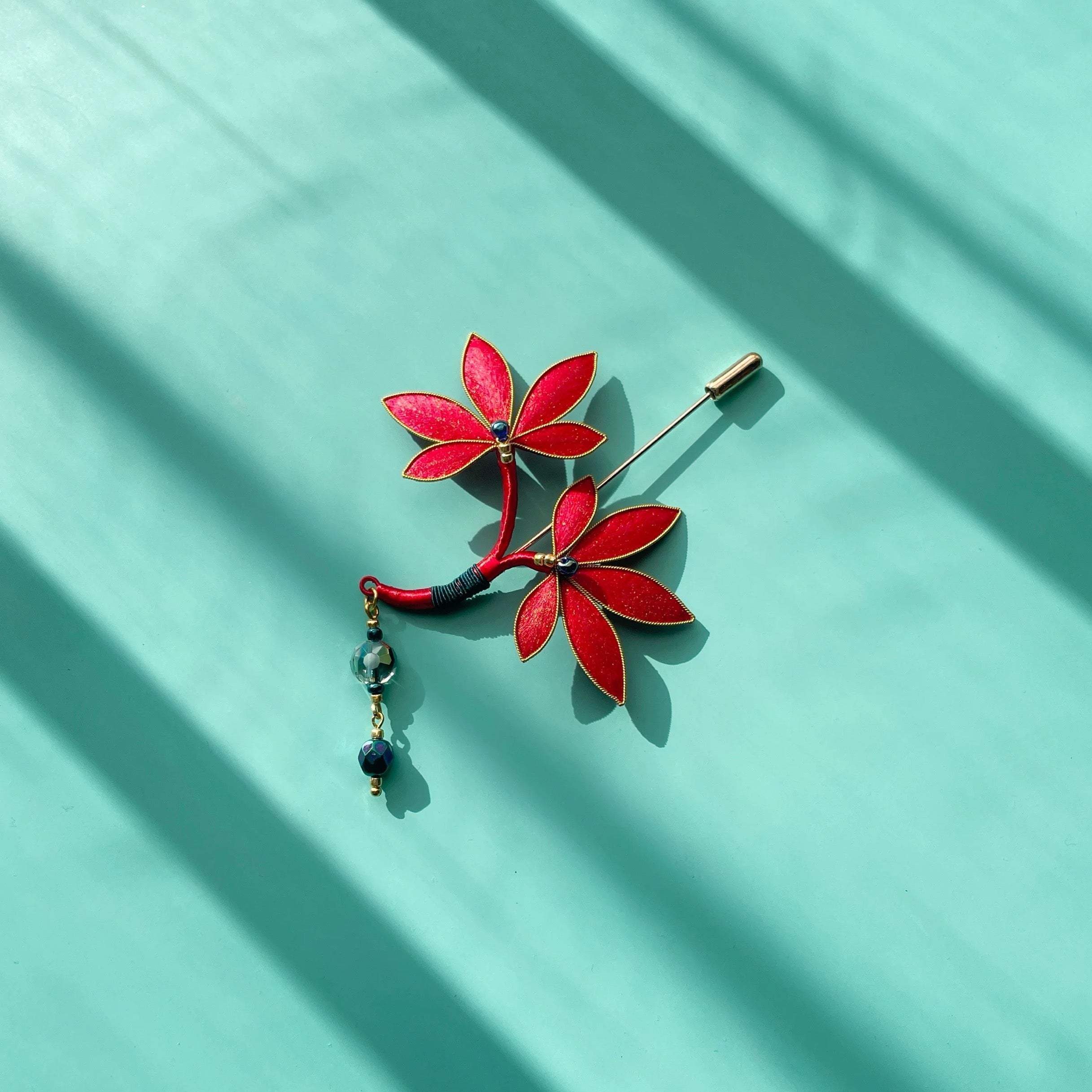 Intangible Cultural Heritage velvet flower brooch  maple leaf A1166