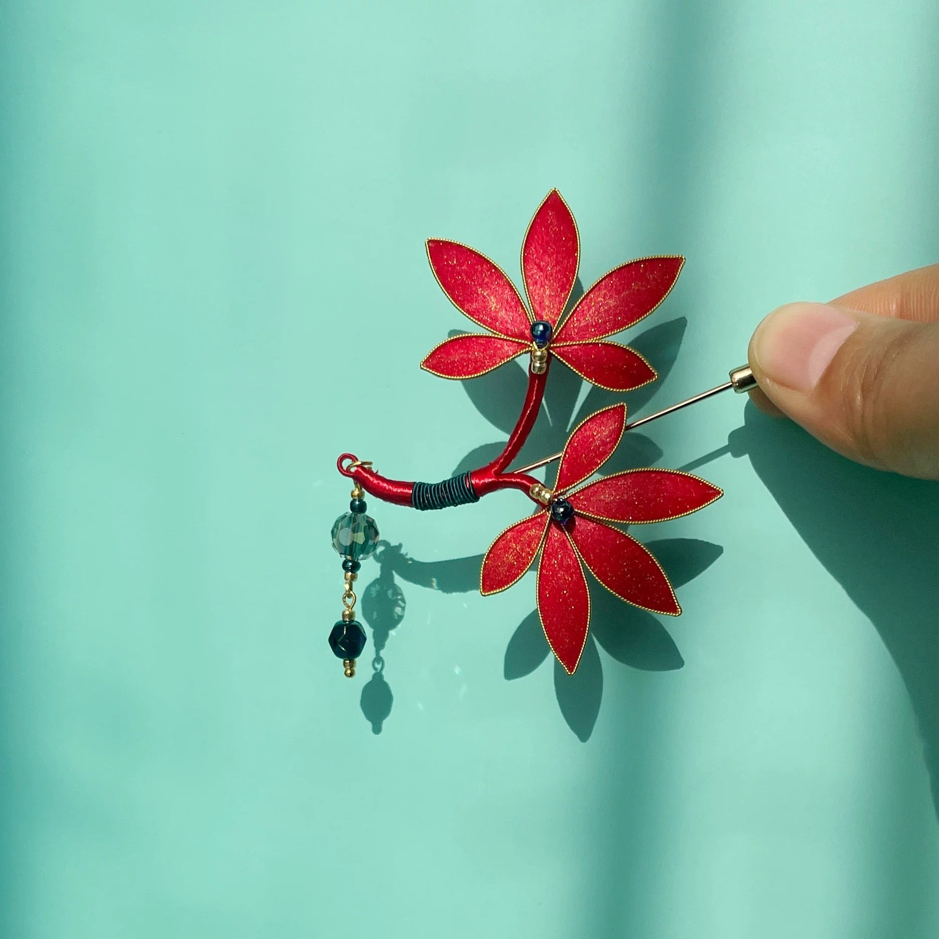 Intangible Cultural Heritage velvet flower brooch  maple leaf A1166