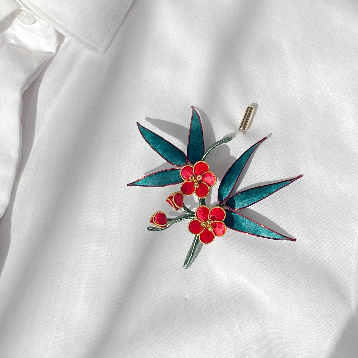 Intangible Cultural Heritage velvet flower hairpin headdress brooch plum bamboo A1165