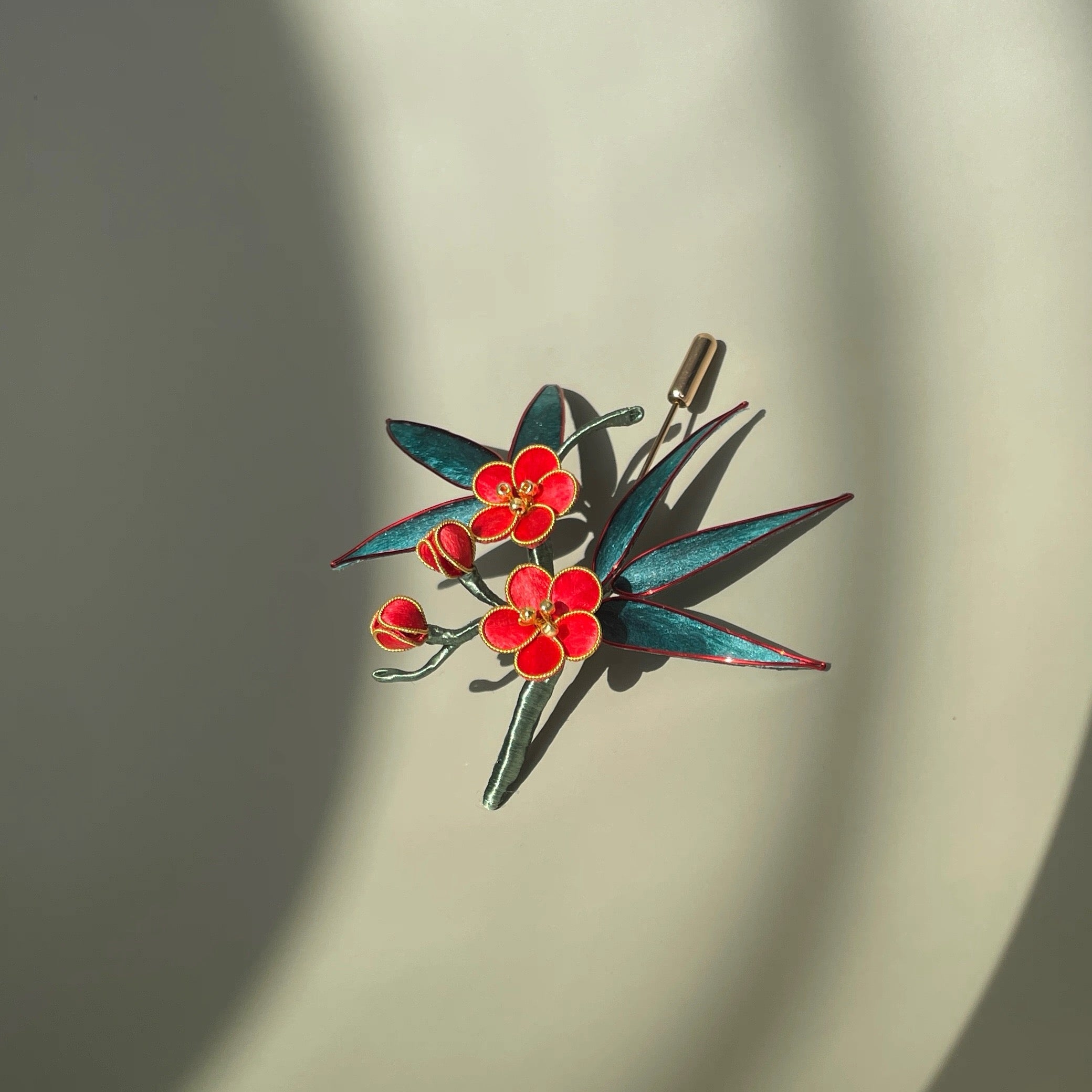 Intangible Cultural Heritage velvet flower hairpin headdress brooch plum bamboo A1165