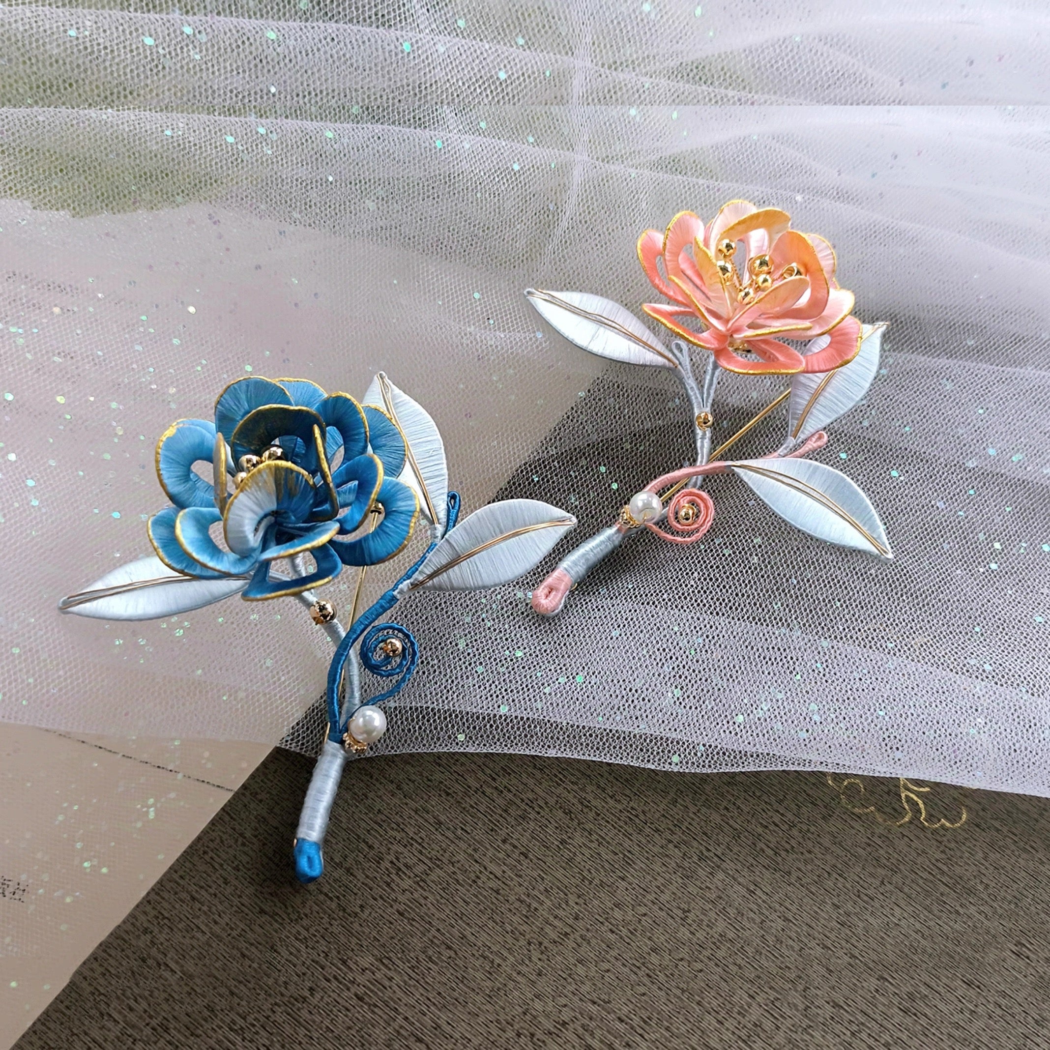 Intangible Cultural Heritage wrapping flower brooch peony A1170