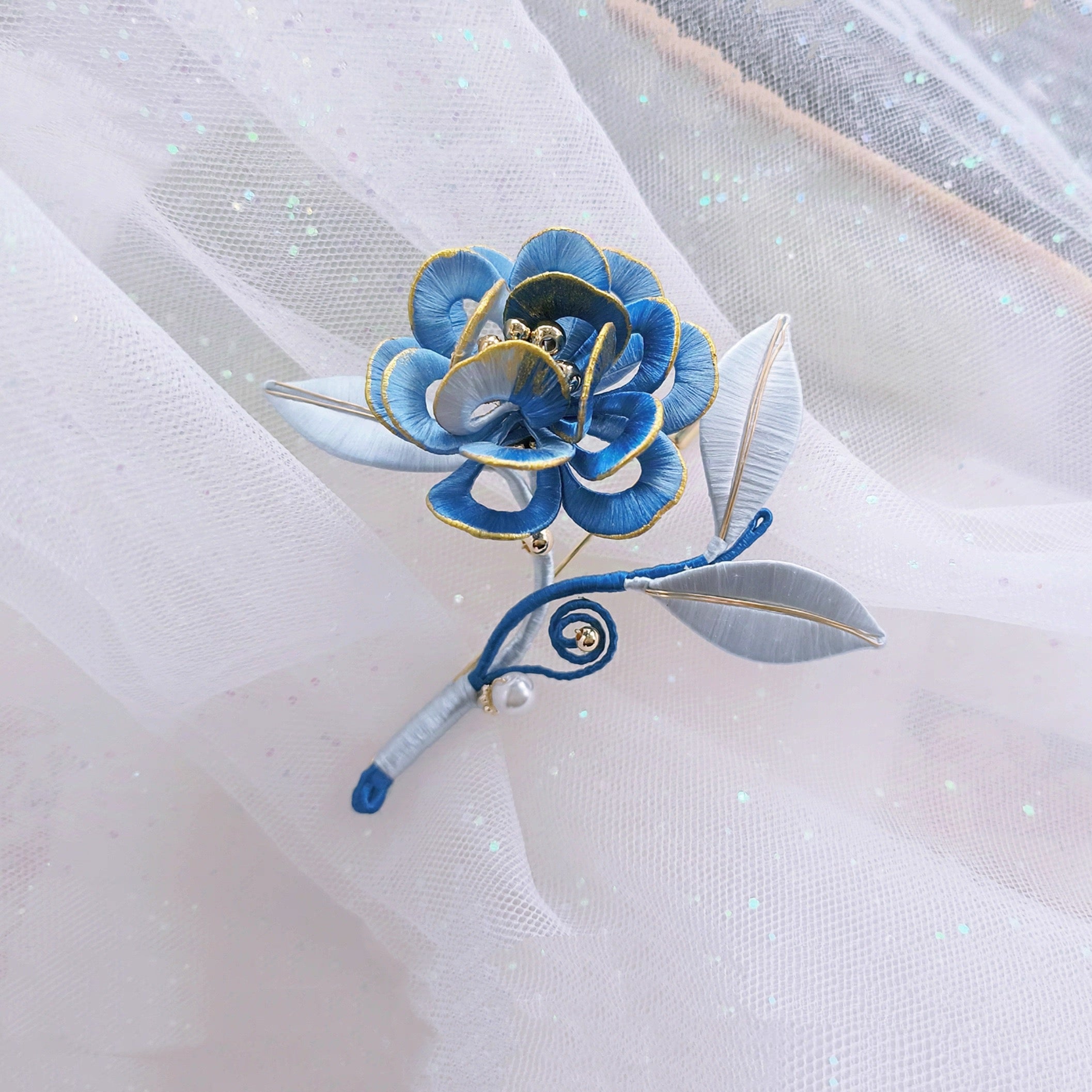 Intangible Cultural Heritage wrapping flower brooch peony A1170