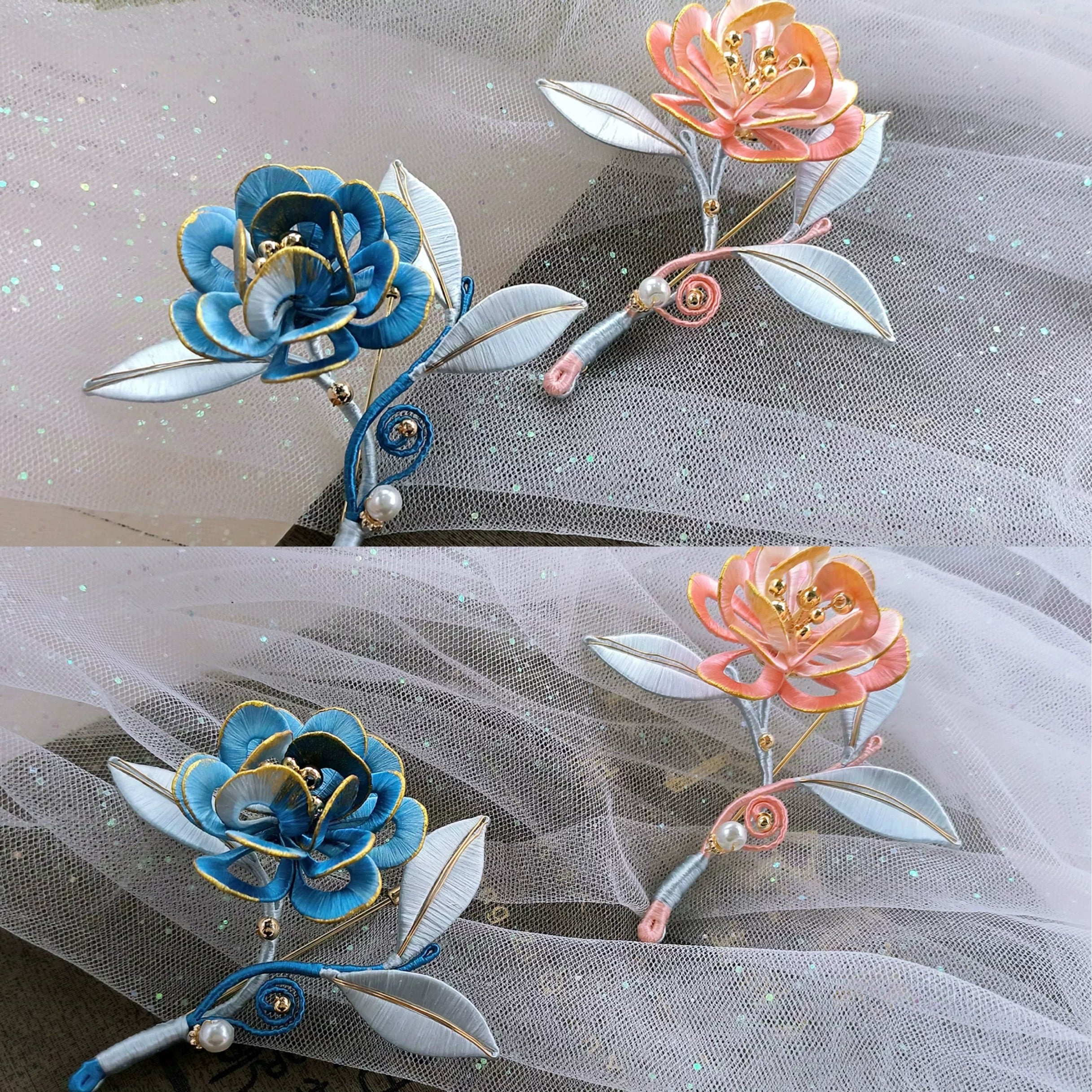 Intangible Cultural Heritage wrapping flower brooch peony A1170