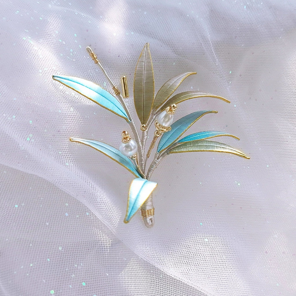 Intangible Cultural Heritage wrapping flower brooch bamboo leaf A1171