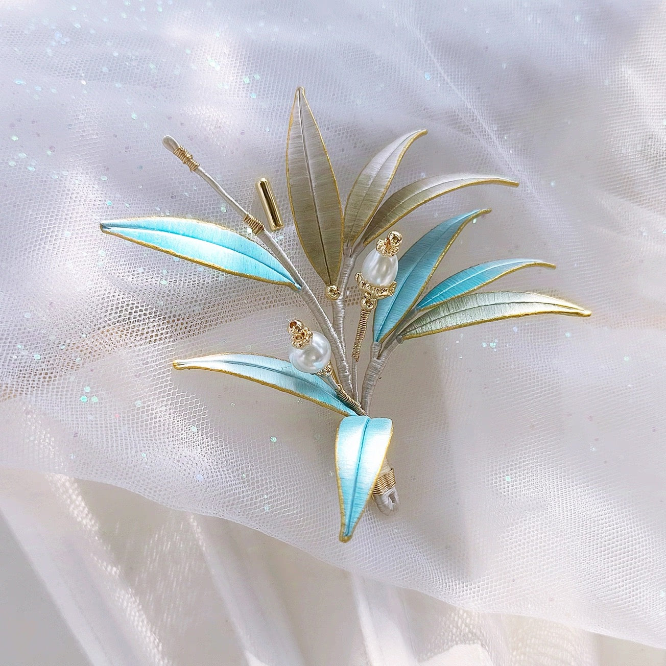 Intangible Cultural Heritage wrapping flower brooch bamboo leaf A1171