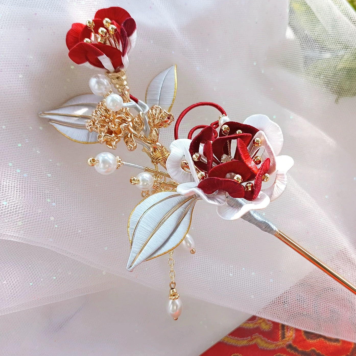Intangible Cultural Heritage wrapping flower hairpin headdress peony A1172