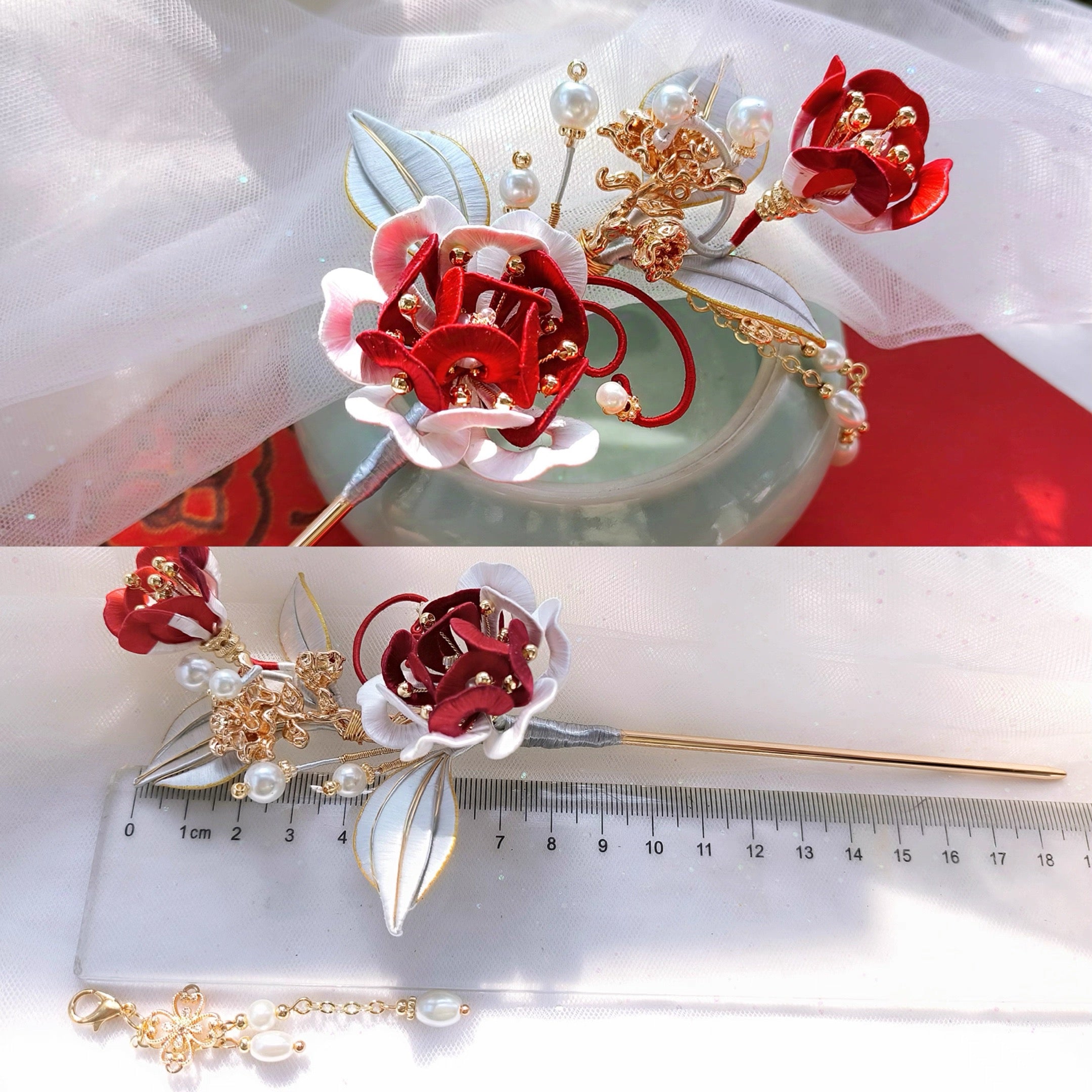 Intangible Cultural Heritage wrapping flower hairpin headdress peony A1172