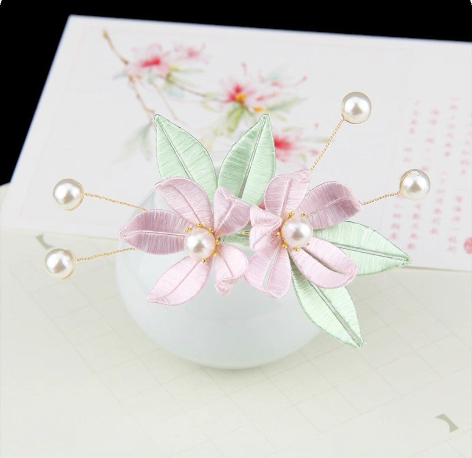Handicraft hairpin brooch decoration mulberry silk thread wrapped flower DIY material kits A1009
