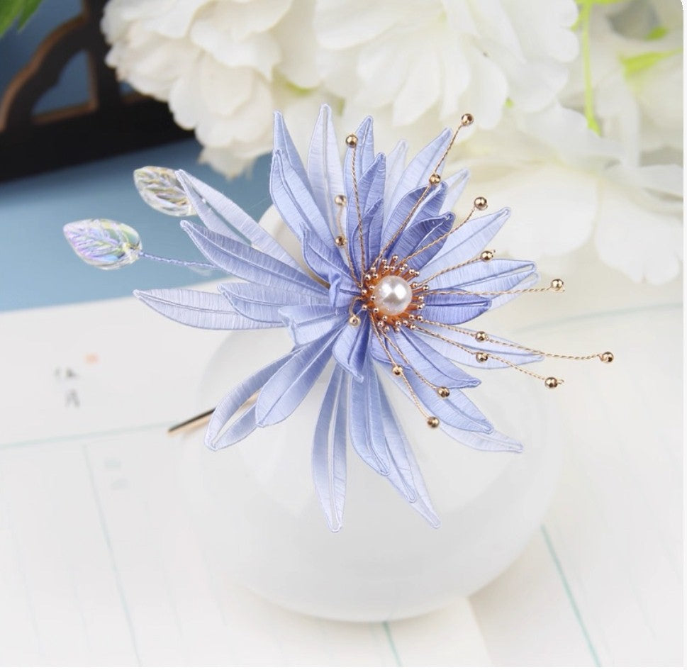 Handicraft hairpin brooch decoration mulberry silk thread wrapped flower DIY material kits A1009