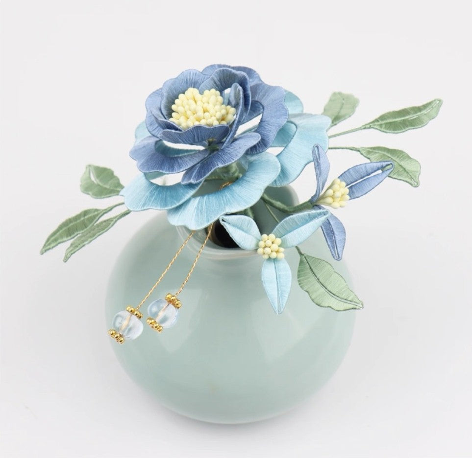 Handicraft hairpin brooch decoration mulberry silk thread wrapped flower DIY material kits A1009