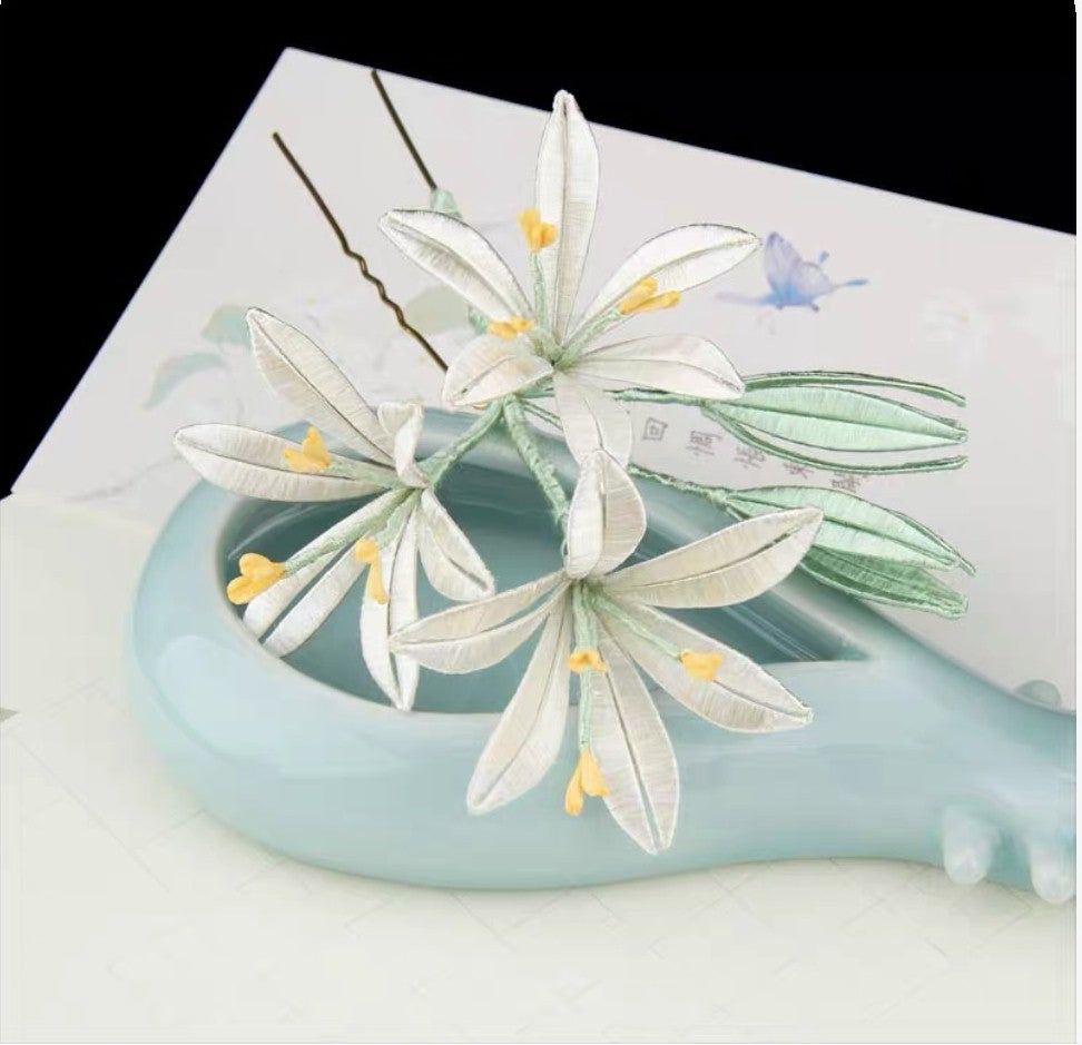 Handicraft hairpin brooch decoration mulberry silk thread wrapped flower DIY material kits A1009