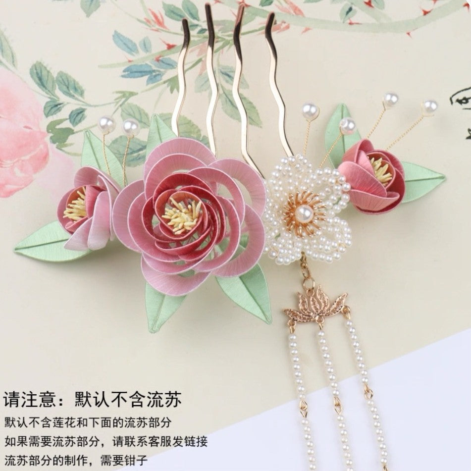 Handicraft hairpin brooch decoration mulberry silk thread wrapped flower DIY material kits A1009