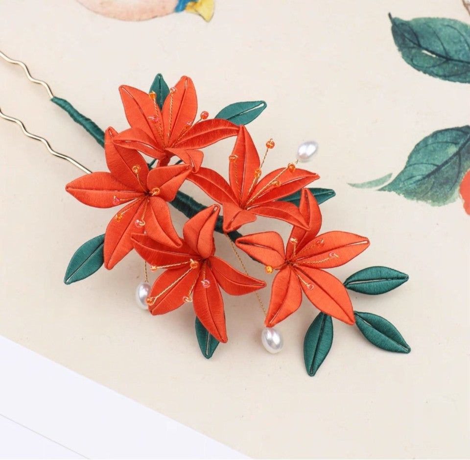 Handicraft hairpin brooch decoration mulberry silk thread wrapped flower DIY material kits A1009