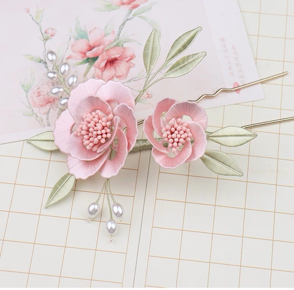 Handicraft hairpin brooch decoration mulberry silk thread wrapped flower DIY material kits A1009