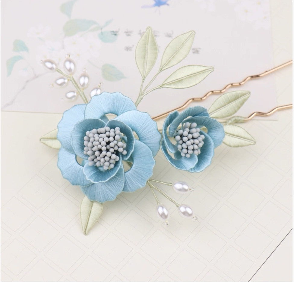 Handicraft hairpin brooch decoration mulberry silk thread wrapped flower DIY material kits A1009