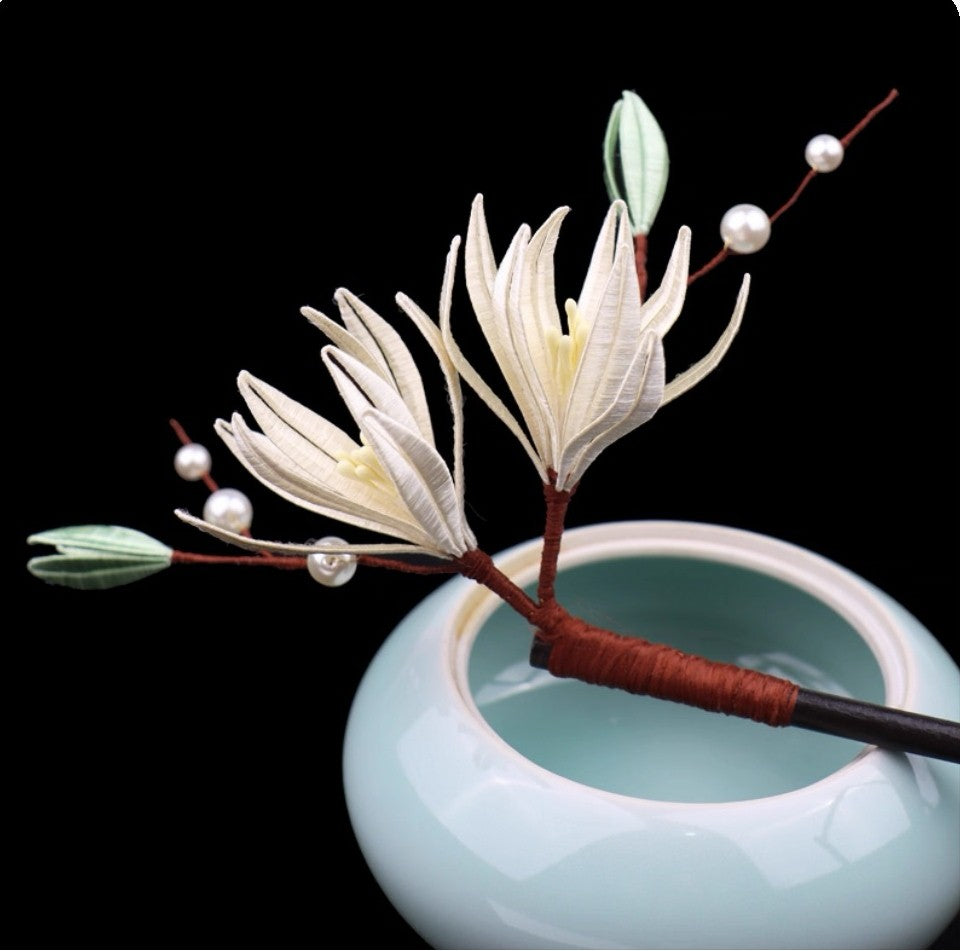 Handicraft hairpin brooch decoration mulberry silk thread wrapped flower DIY material kits A1009