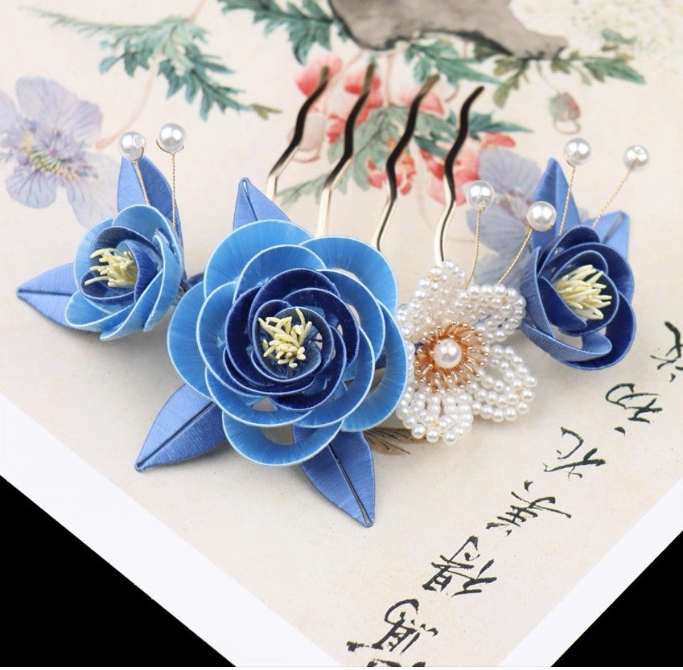 Handicraft hairpin brooch decoration mulberry silk thread wrapped flower DIY material kits A1009