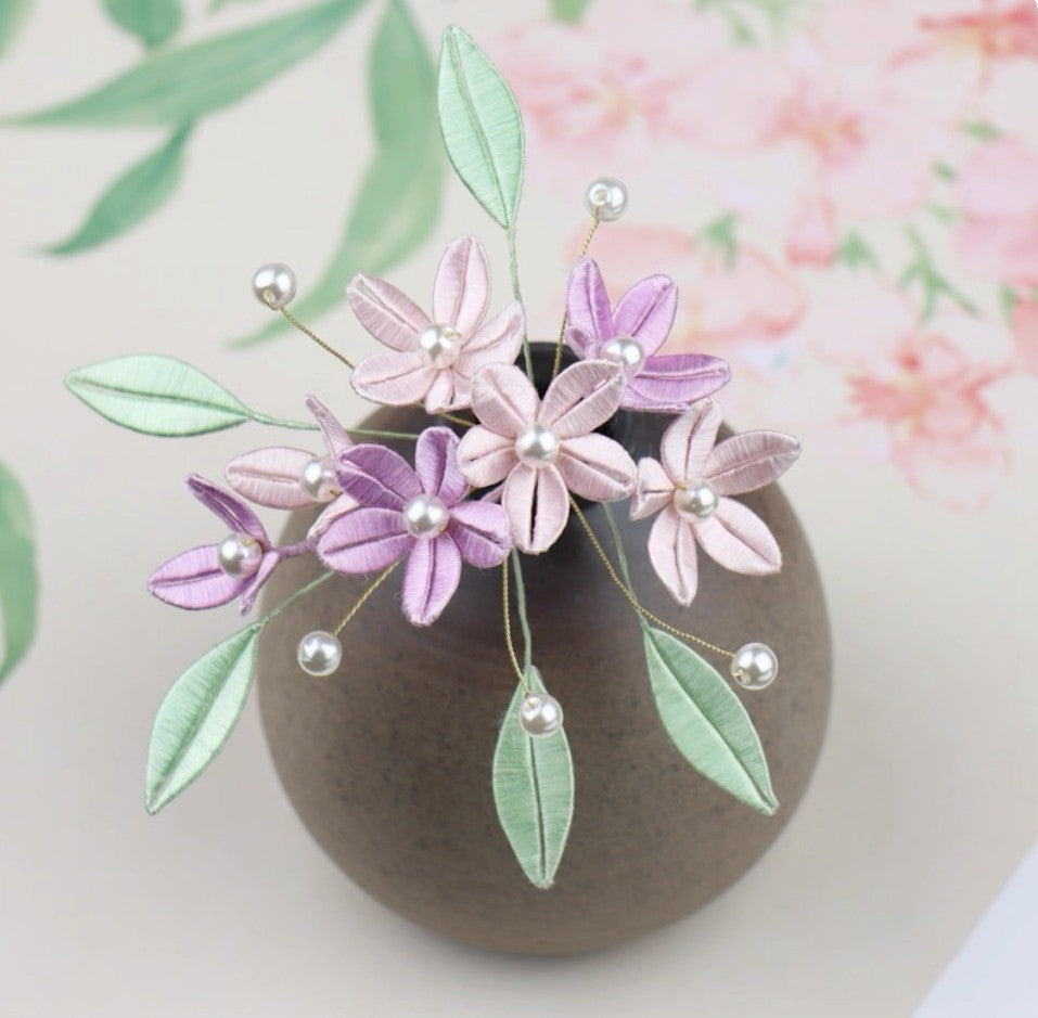Handicraft hairpin brooch decoration mulberry silk thread wrapped flower DIY material kits A1009