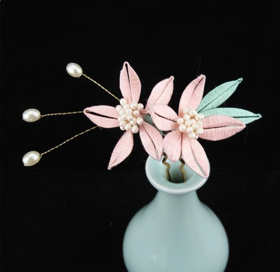 Handicraft hairpin brooch decoration mulberry silk thread wrapped flower DIY material kits A1009