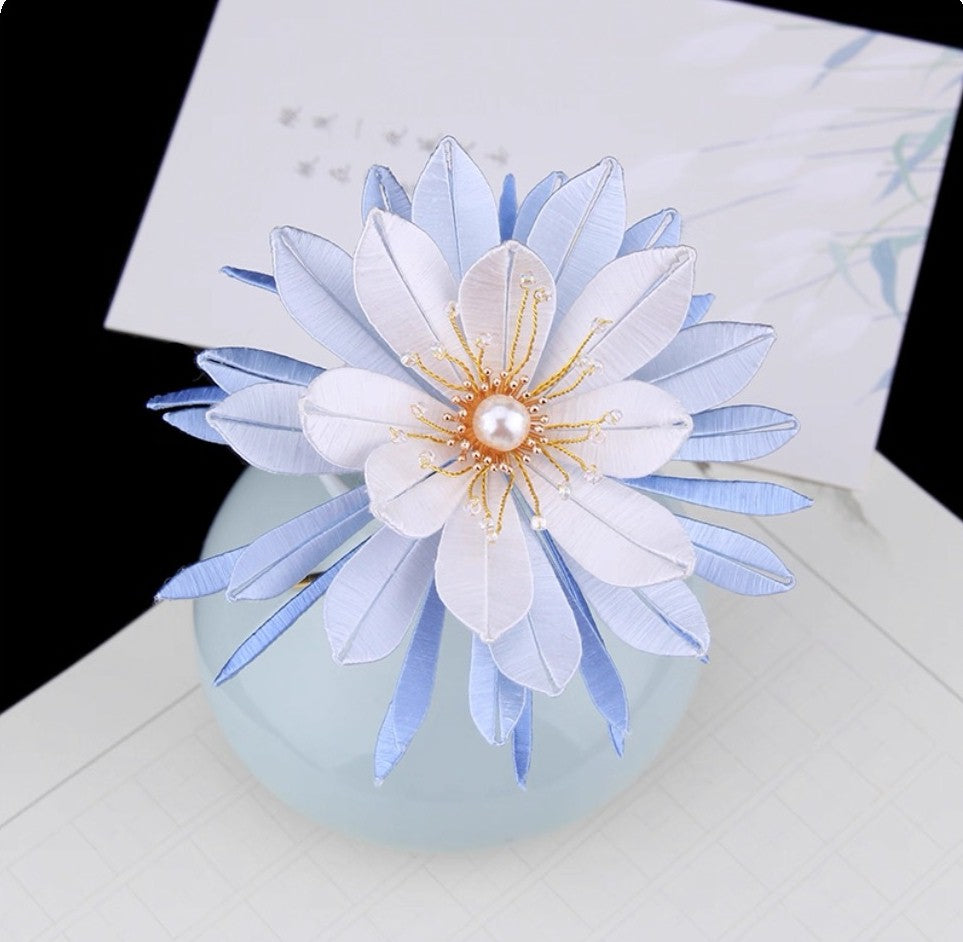 Handicraft hairpin brooch decoration mulberry silk thread wrapped flower DIY material kits A1009
