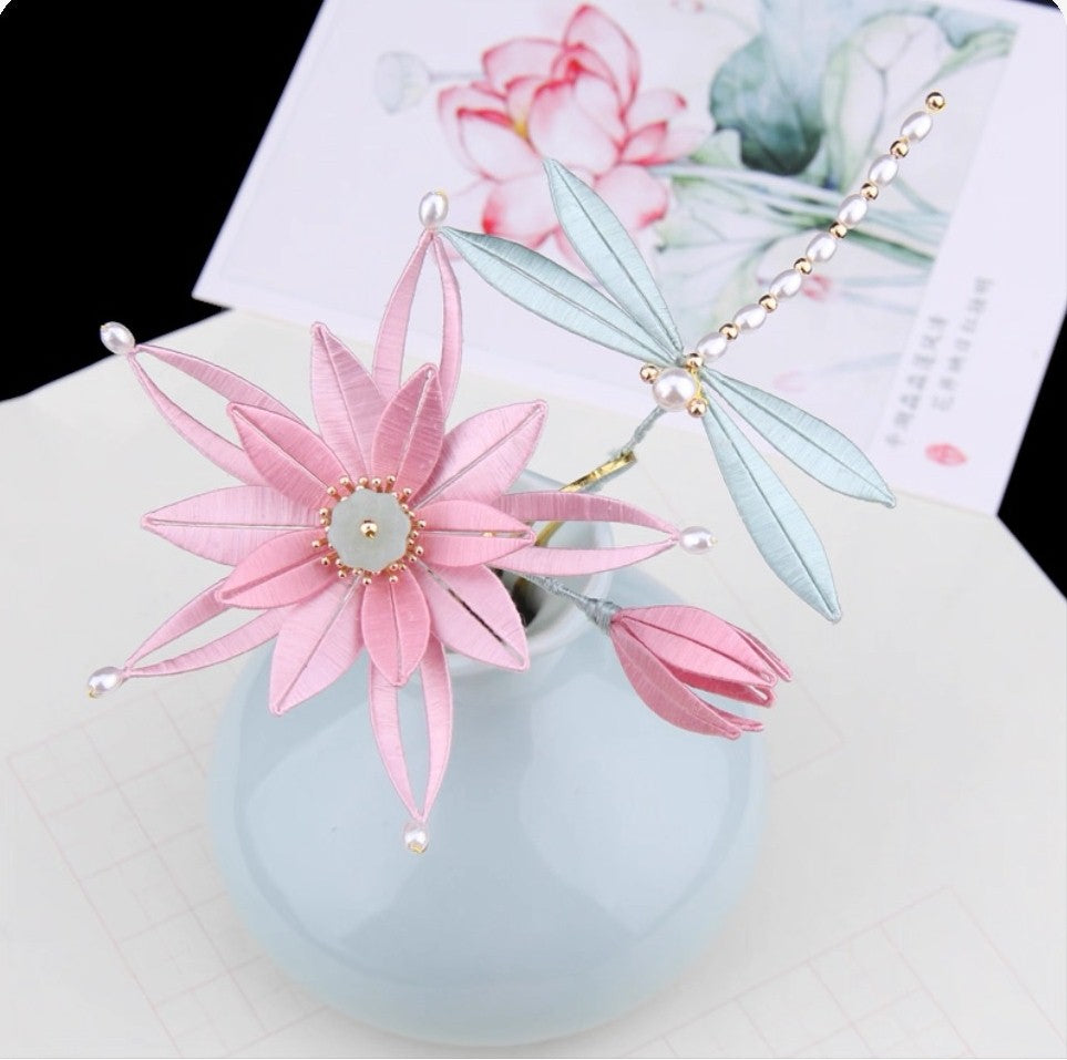Handicraft hairpin brooch decoration mulberry silk thread wrapped flower DIY material kits A1009