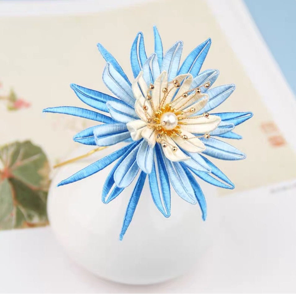 Handicraft hairpin brooch decoration mulberry silk thread wrapped flower DIY material kits A1009