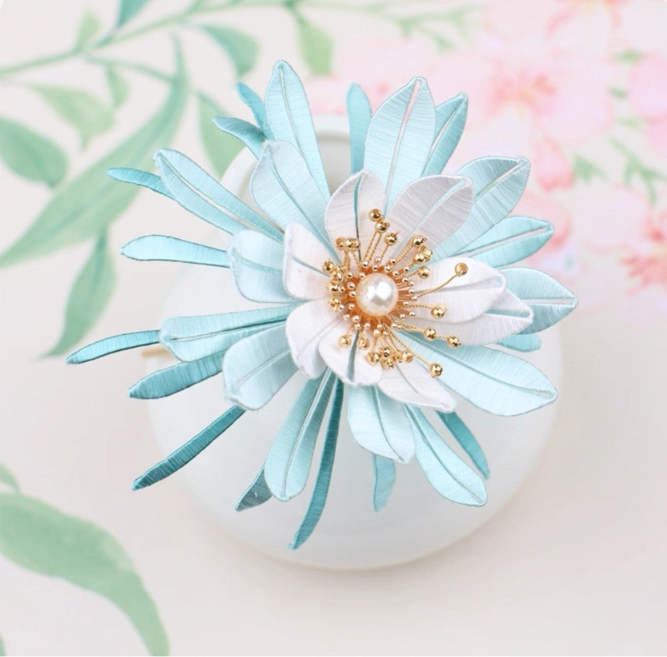 Handicraft hairpin brooch decoration mulberry silk thread wrapped flower DIY material kits A1009