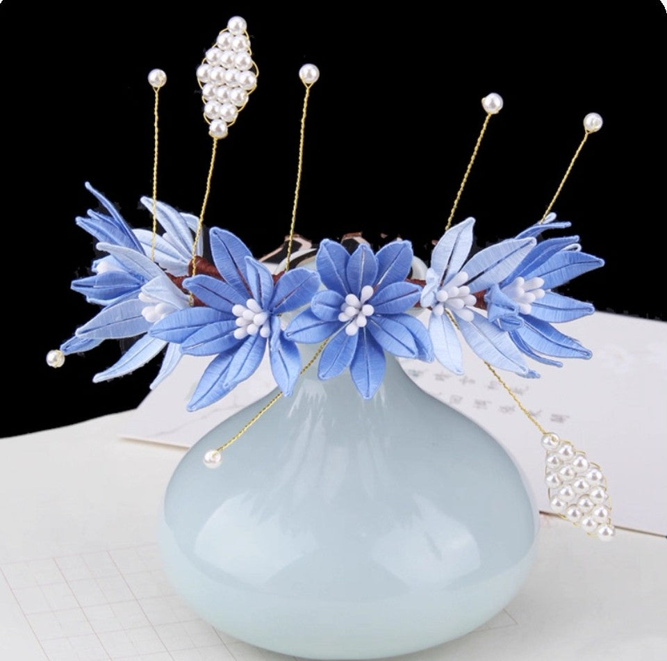 Handicraft hairpin brooch decoration mulberry silk thread wrapped flower DIY material kits A1009
