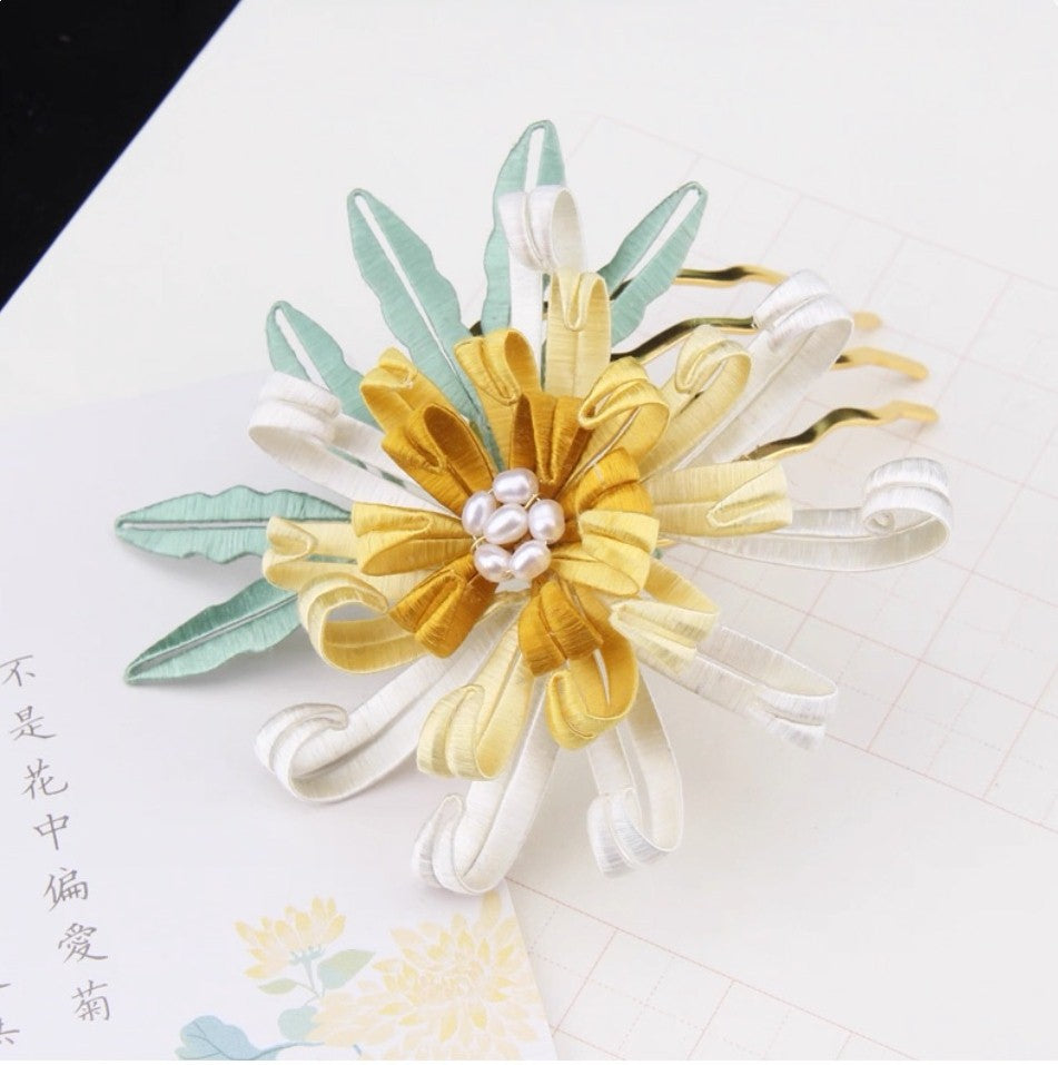 Handicraft hairpin brooch decoration mulberry silk thread wrapped flower DIY material kits A1010