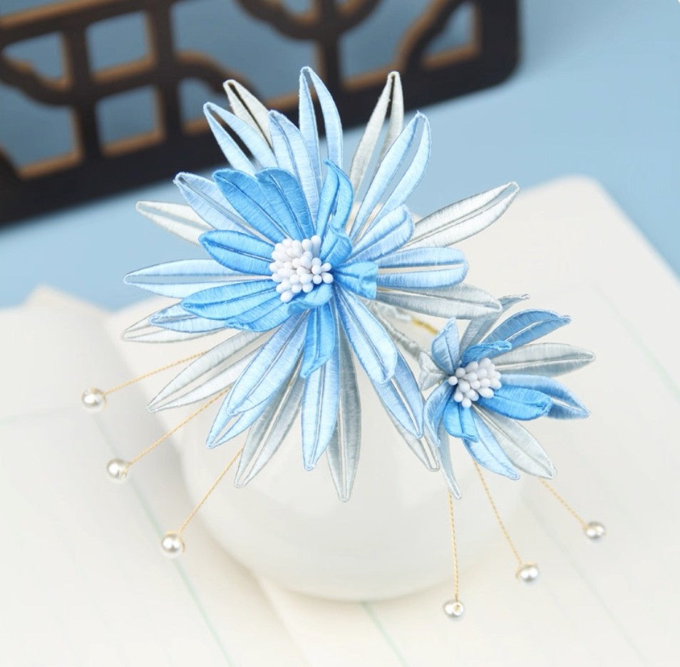 Handicraft hairpin brooch decoration mulberry silk thread wrapped flower DIY material kits A1010