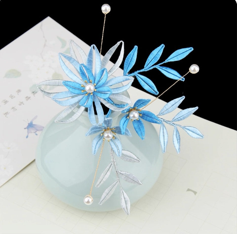 Handicraft hairpin brooch decoration mulberry silk thread wrapped flower DIY material kits A1010