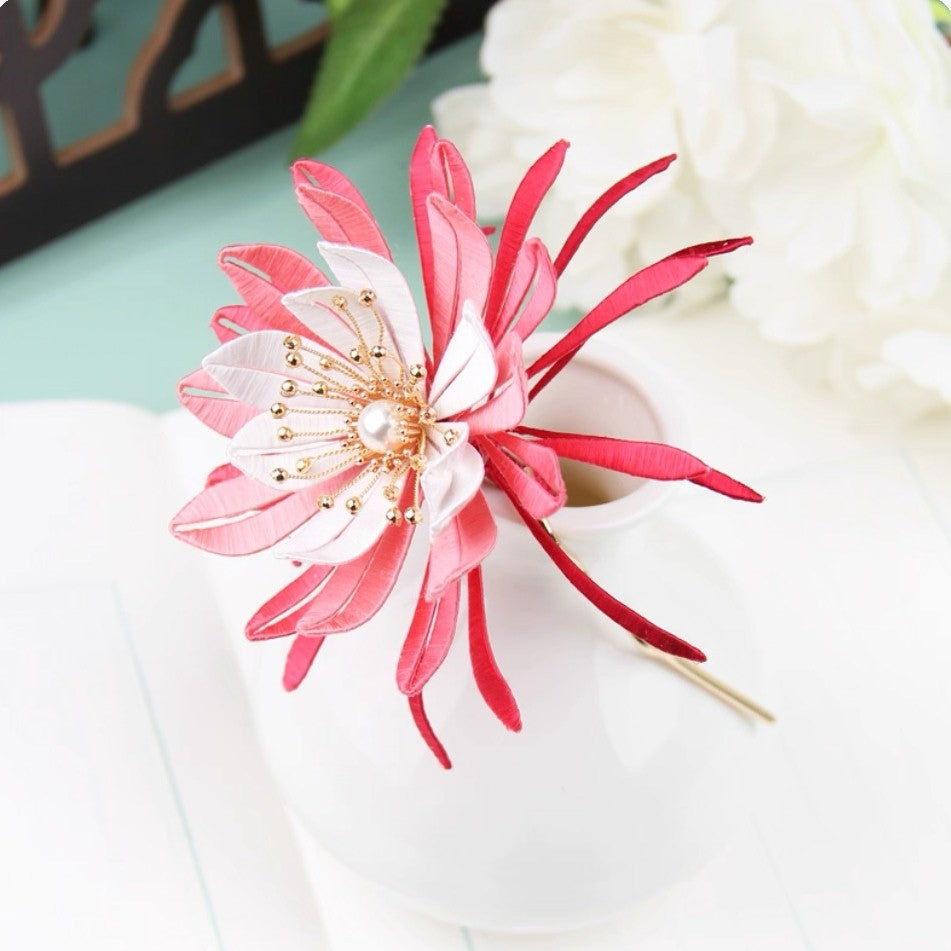 Handicraft hairpin brooch decoration mulberry silk thread wrapped flower DIY material kits A1010