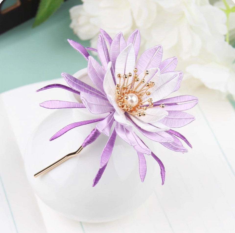 Handicraft hairpin brooch decoration mulberry silk thread wrapped flower DIY material kits A1010