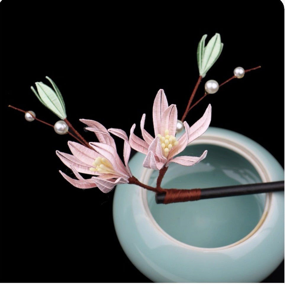 Handicraft hairpin brooch decoration mulberry silk thread wrapped flower DIY material kits A1010