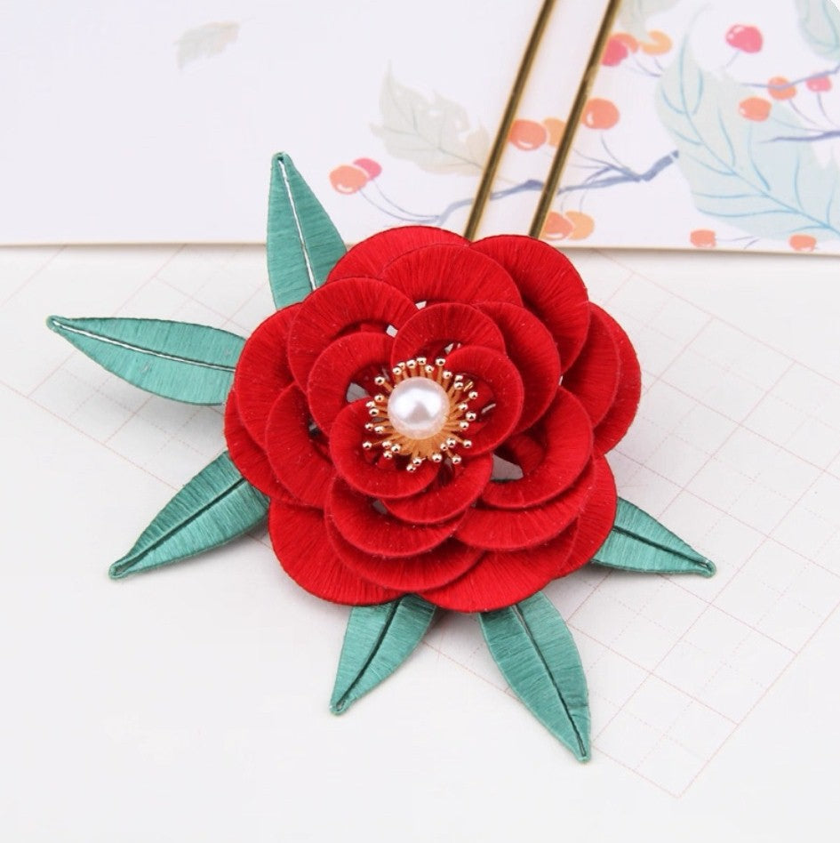 Handicraft hairpin brooch decoration mulberry silk thread wrapped flower DIY material kits A1010