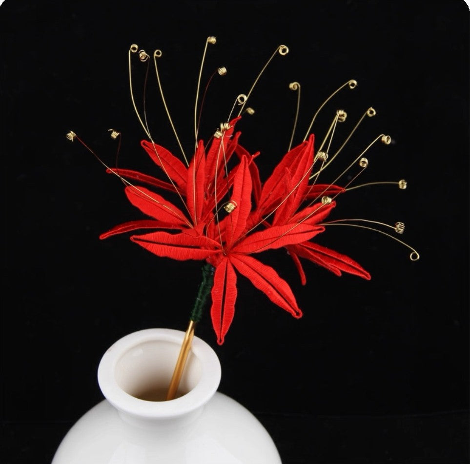 Handicraft hairpin brooch decoration mulberry silk thread wrapped flower DIY material kits A1010