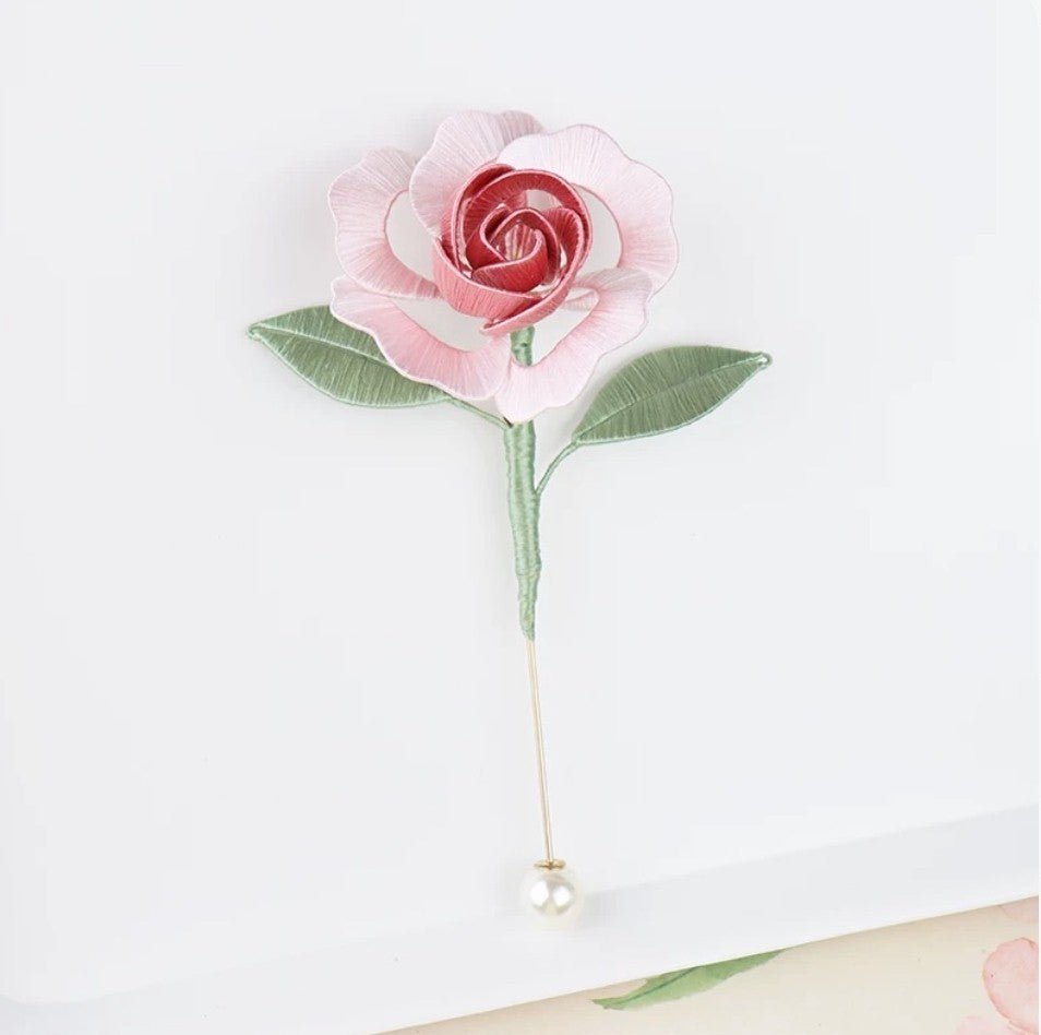 Handicraft hairpin brooch decoration mulberry silk thread wrapped flower DIY material kits A1010