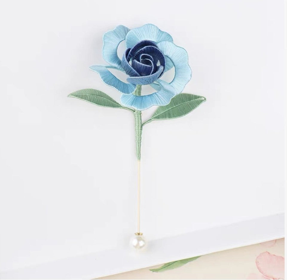 Handicraft hairpin brooch decoration mulberry silk thread wrapped flower DIY material kits A1010
