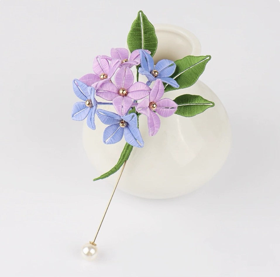 Handicraft hairpin brooch decoration mulberry silk thread wrapped flower DIY material kits A1010