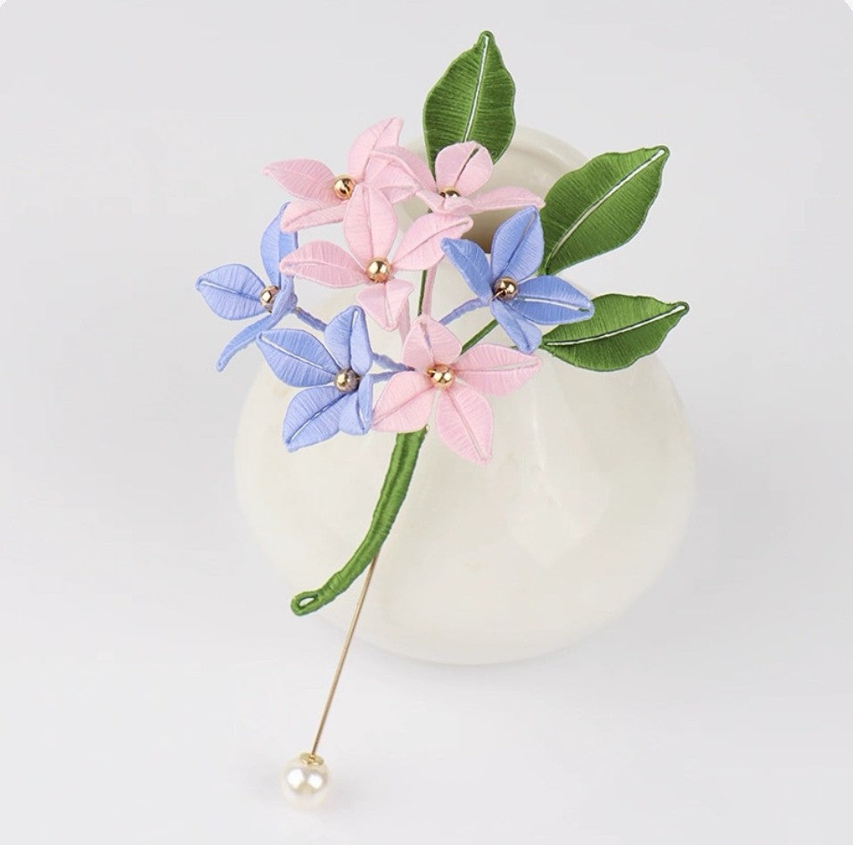 Handicraft hairpin brooch decoration mulberry silk thread wrapped flower DIY material kits A1010