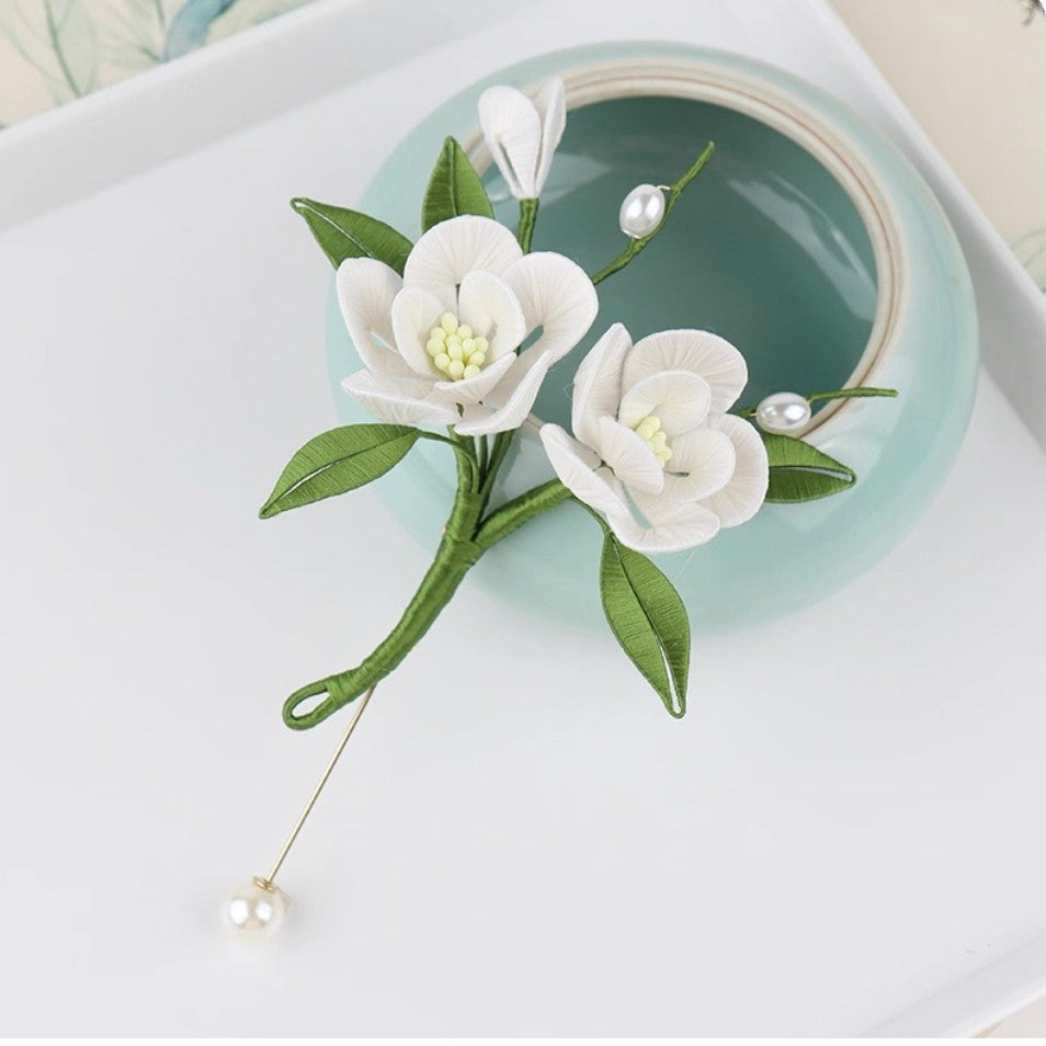 Handicraft hairpin brooch decoration mulberry silk thread wrapped flower DIY material kits A1010