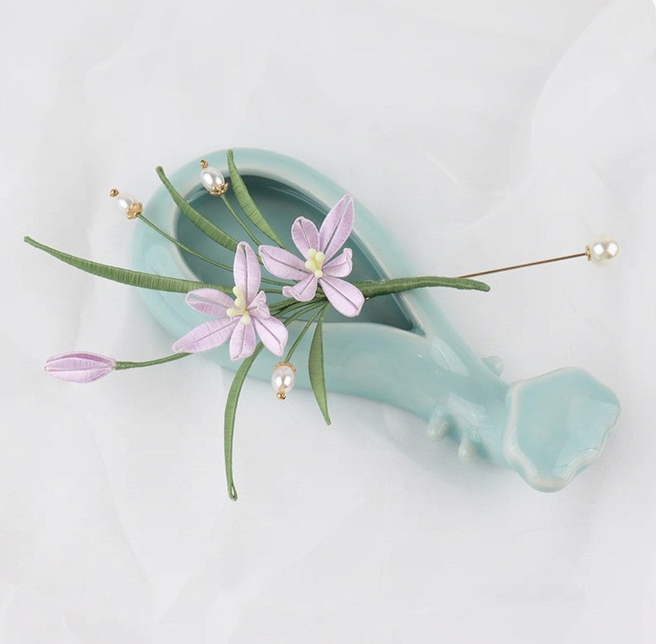 Handicraft hairpin brooch decoration mulberry silk thread wrapped flower DIY material kits A1010