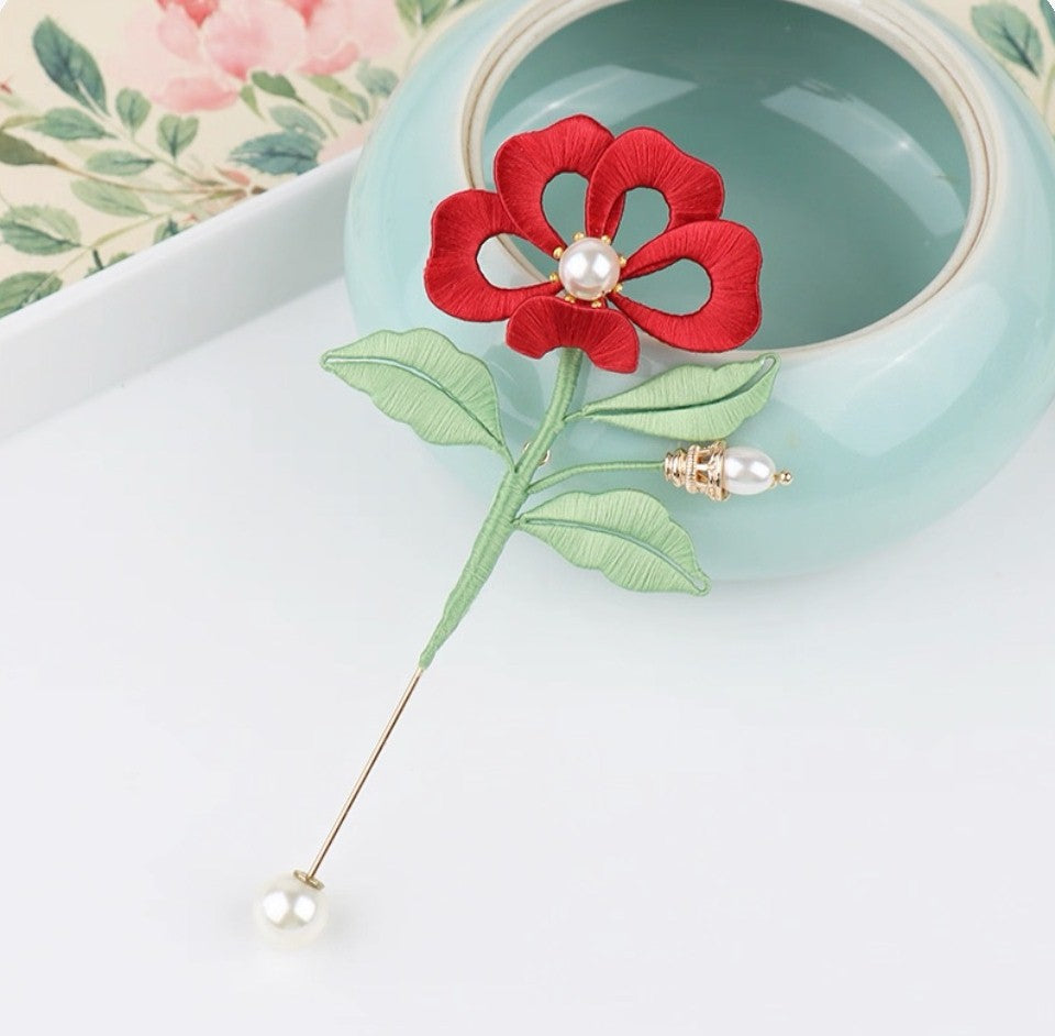 Handicraft hairpin brooch decoration mulberry silk thread wrapped flower DIY material kits A1010