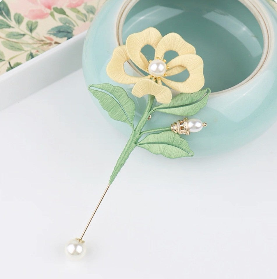 Handicraft hairpin brooch decoration mulberry silk thread wrapped flower DIY material kits A1010