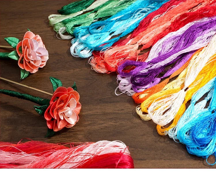 Common colors  100%mulberry silk,hand-dyed embroidery wrapping  flower thread A1016