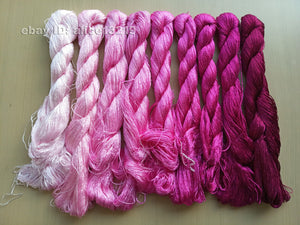 9bundles 100%real mulberry silk,hand-dyed embroidery silk floss/thread N38